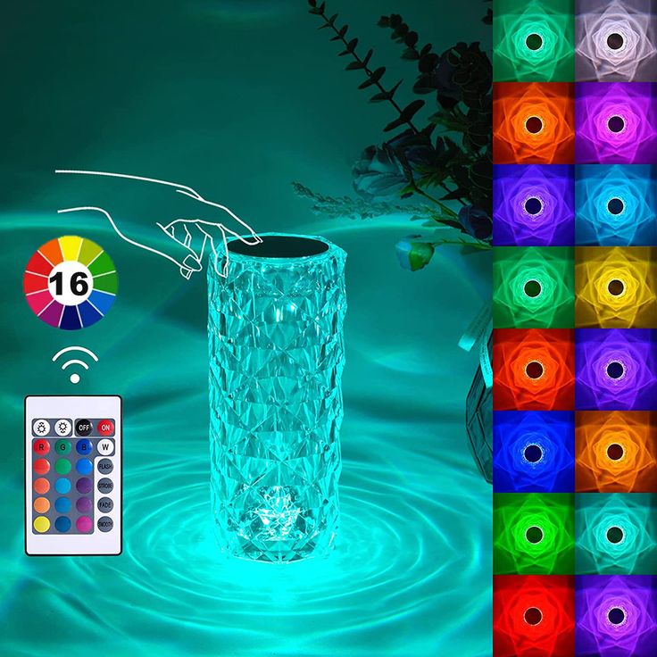 Crystal Table Lamp with 16 Colors, Remote Control & LED Ambient Night Light – USB Powered Decorative Lamp