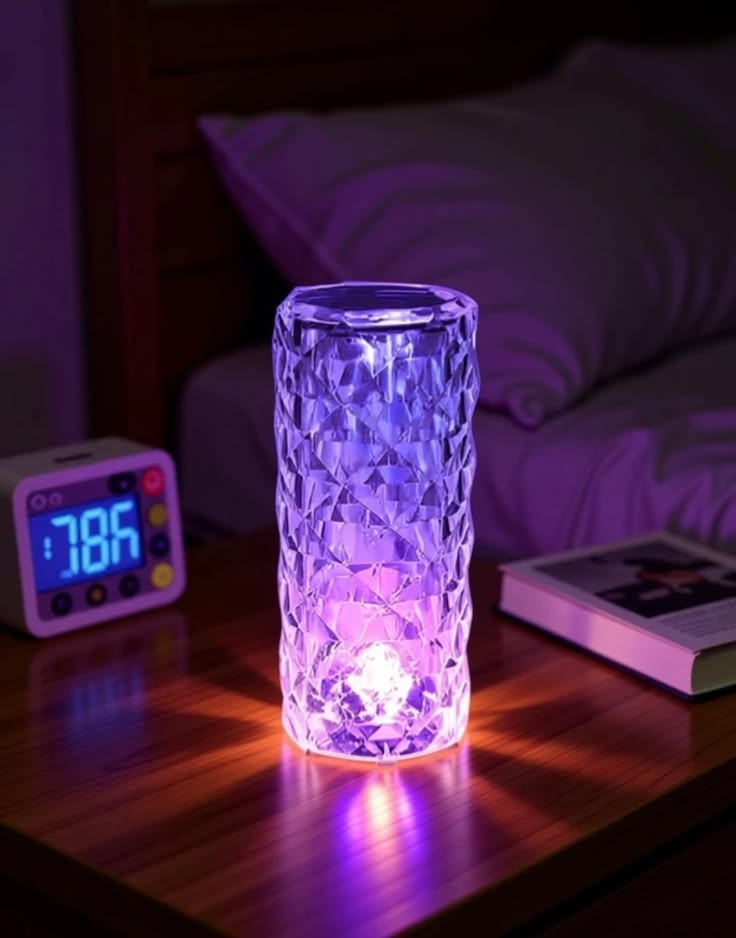 Crystal Table Lamp with 16 Colors, Remote Control & LED Ambient Night Light – USB Powered Decorative Lamp