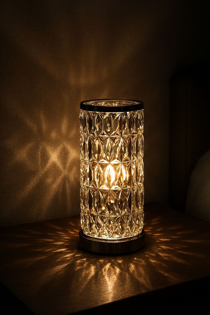 Crystal Table Lamp with 16 Colors, Remote Control & LED Ambient Night Light – USB Powered Decorative Lamp