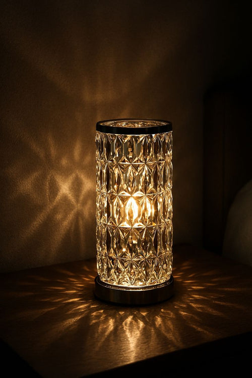 Crystal Table Lamp with 16 Colors, Remote Control & LED Ambient Night Light – USB Powered Decorative Lamp