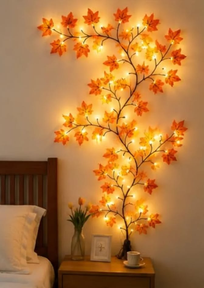 Maple Leaf Tree Tree Branch LED String Light – Decorative Warm White Fairy Lights for Bedroom & Home Decor