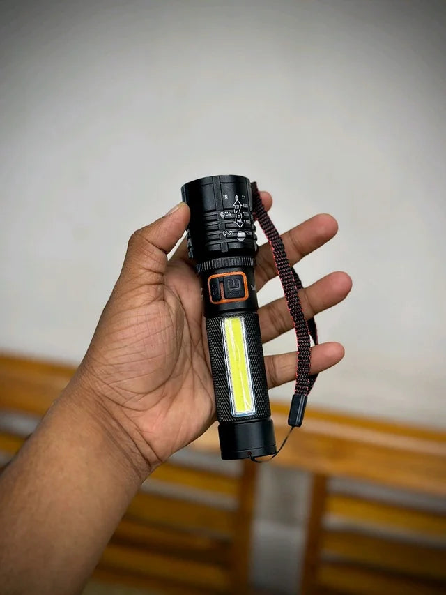 MZ M035-C Rechargeable Tactical LED Flashlight With COB Side Light & Hard Case