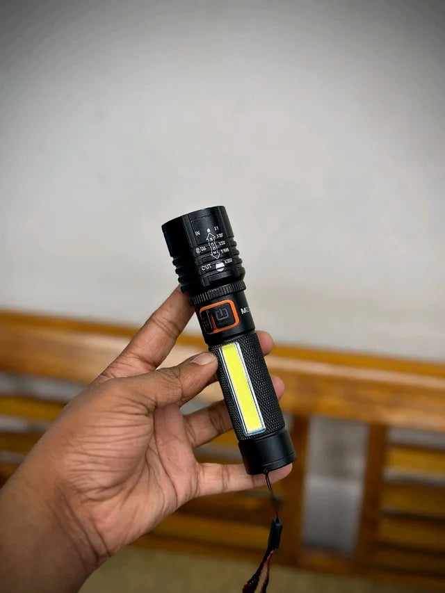 MZ M035-C Rechargeable Tactical LED Flashlight With COB Side Light & Hard Case