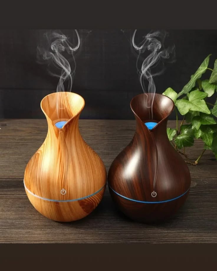 Wooden Aroma Diffuser – Mini USB Humidifier with LED Light, Mist Maker & Aromatherapy Function