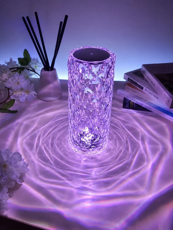 Crystal Table Lamp with 16 Colors, Remote Control & LED Ambient Night Light – USB Powered Decorative Lamp