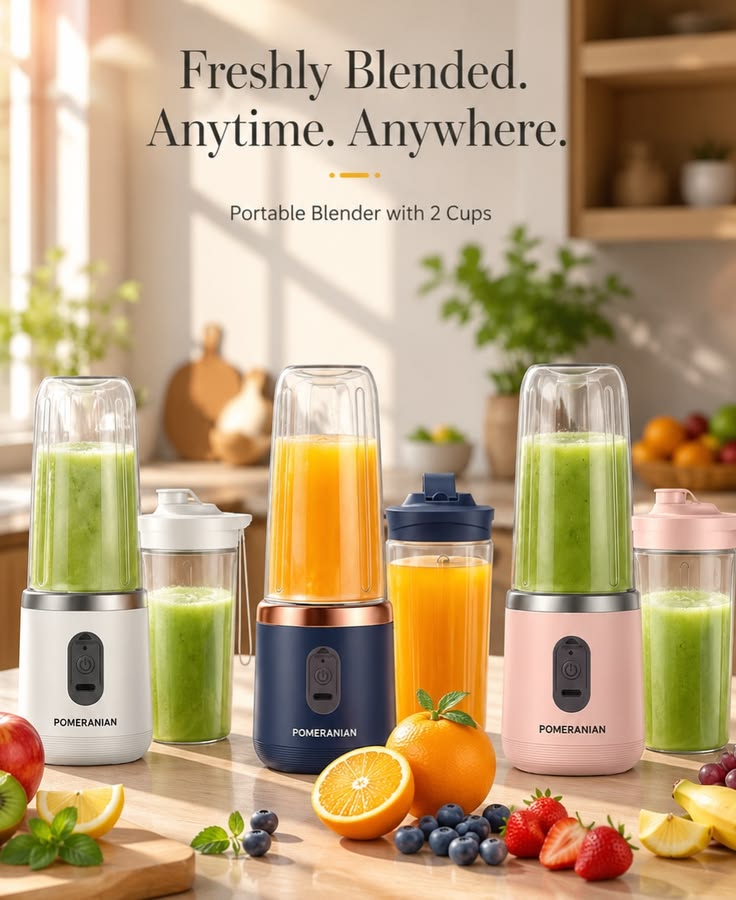Portable USB Blender Mixer with 2 Bottles – Rechargeable Mini Juicer