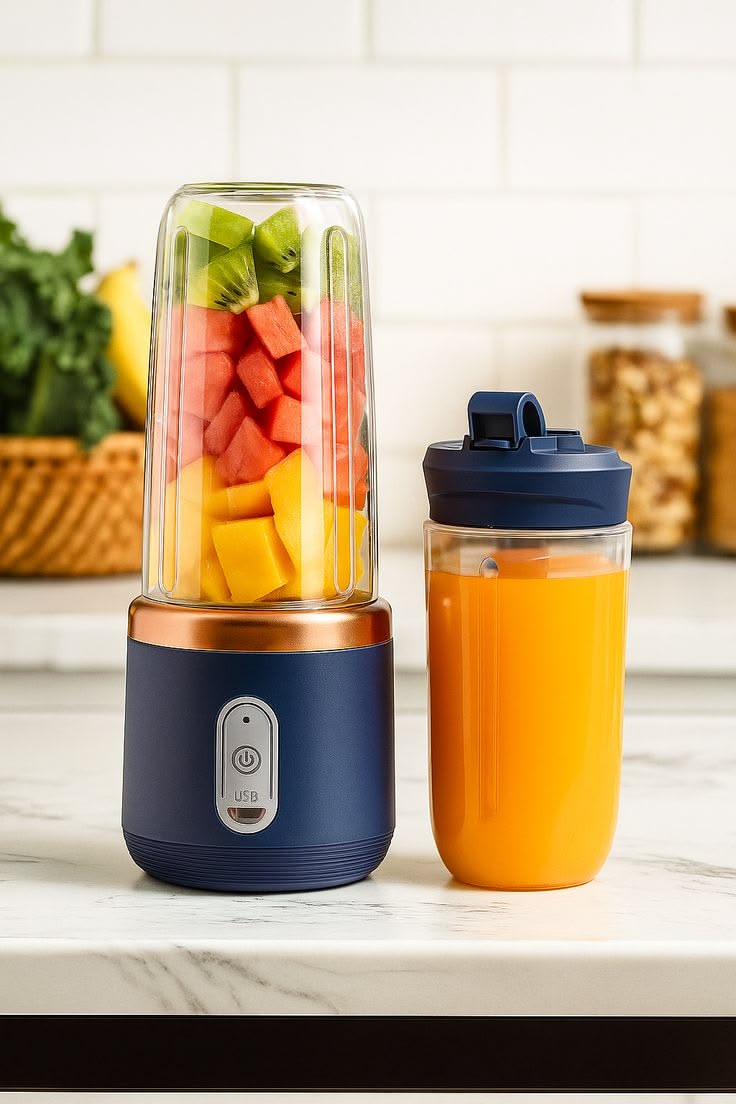 Portable USB Blender Mixer with 2 Bottles – Rechargeable Mini Juicer