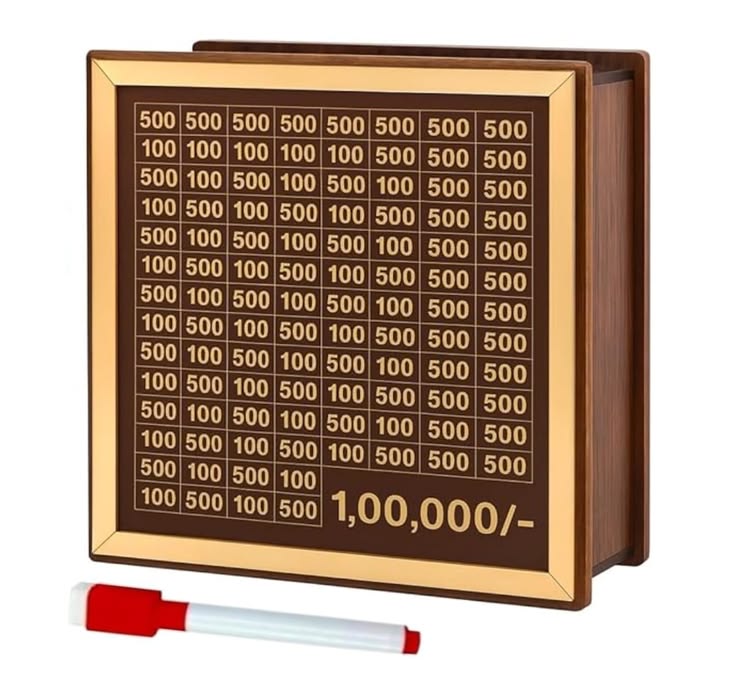 Wooden Money Saving Challenge Box – 1,00,000 Savings Goal Bank