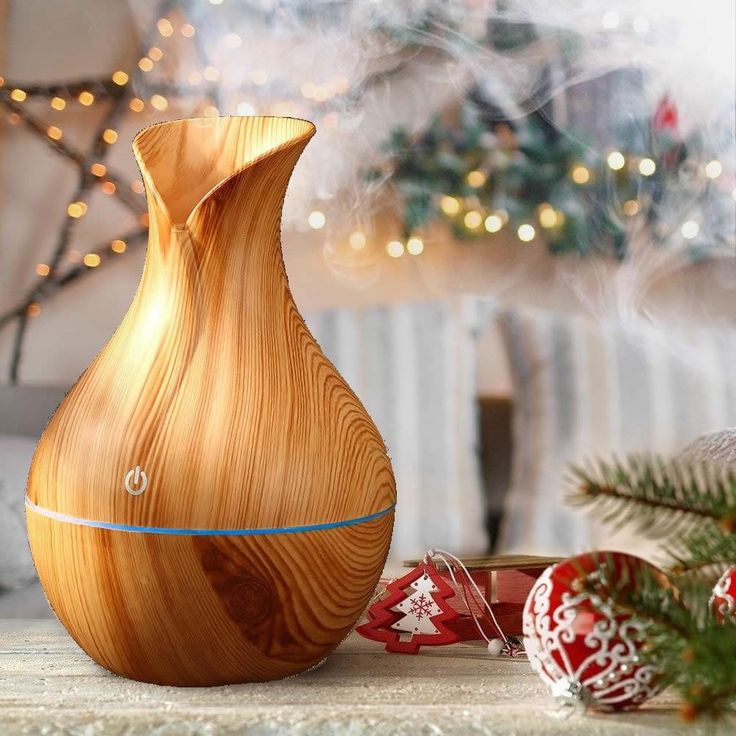 Wooden Aroma Diffuser – Mini USB Humidifier with LED Light, Mist Maker & Aromatherapy Function