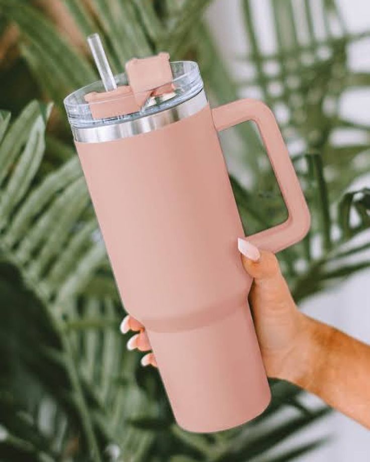 Stainless Steel Insulated Tumbler with Handle, Silicone Straw and Wide Mouth