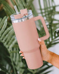 Stainless Steel Insulated Tumbler with Handle, Silicone Straw and Wide Mouth