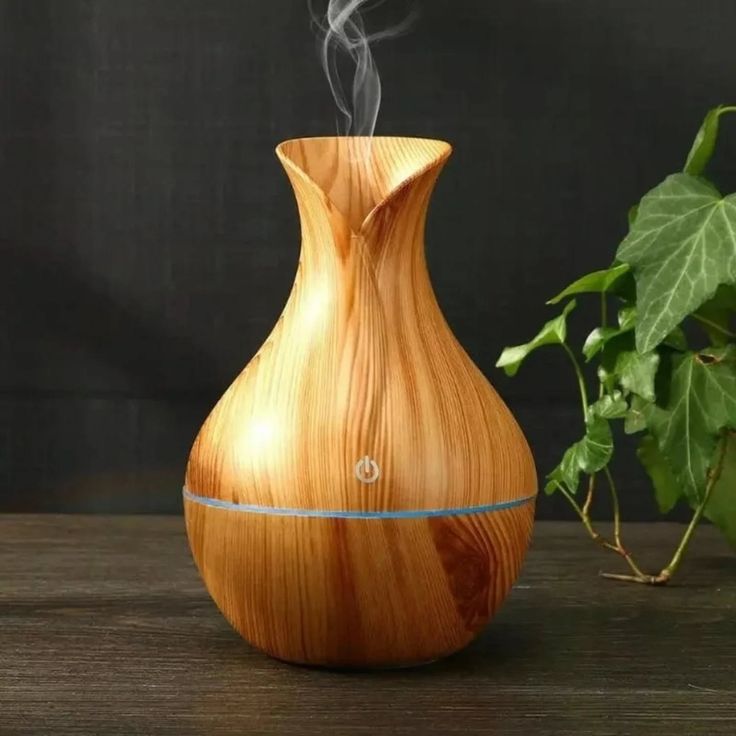 Wooden Aroma Diffuser – Mini USB Humidifier with LED Light, Mist Maker & Aromatherapy Function