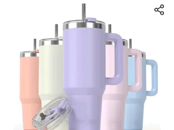 Stainless Steel Insulated Tumbler with Handle, Silicone Straw and Wide Mouth